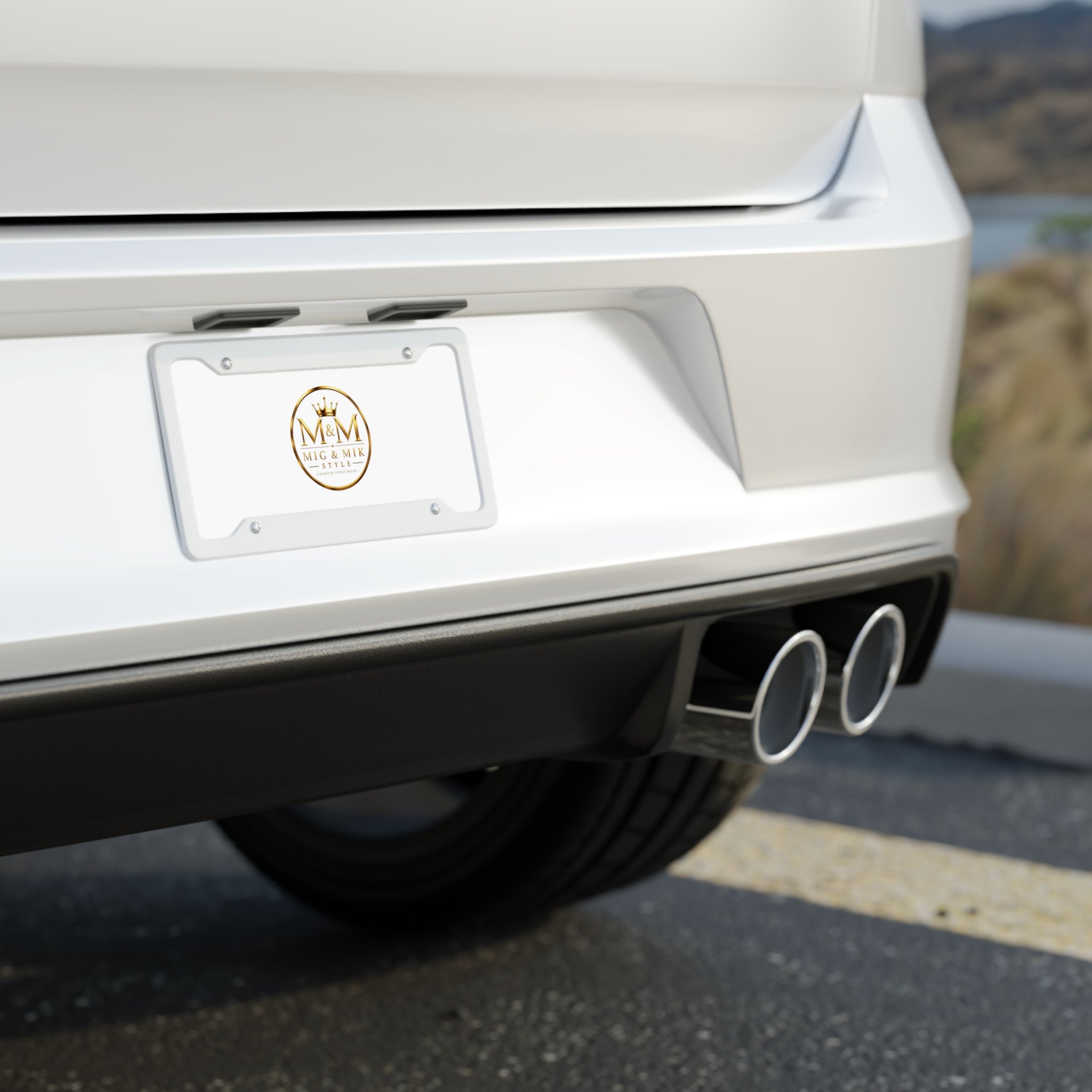 License Plate — Mig & Mik Style Gold Emblem Decorative Front Tag