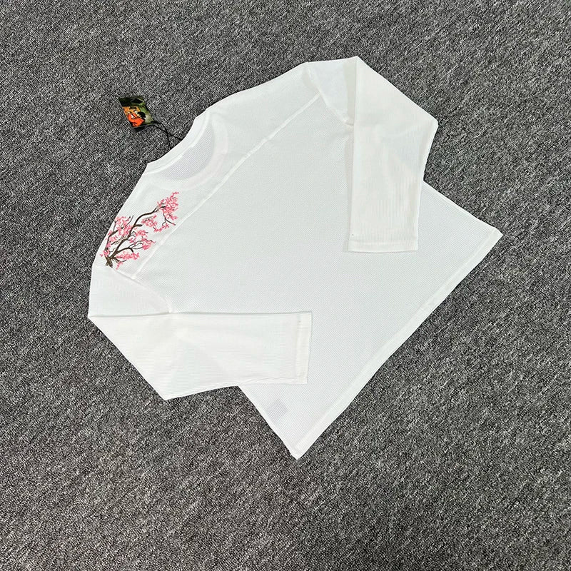 Cherry Blossom Embroidered Waffle Tee — MIG & MIK STYLE™