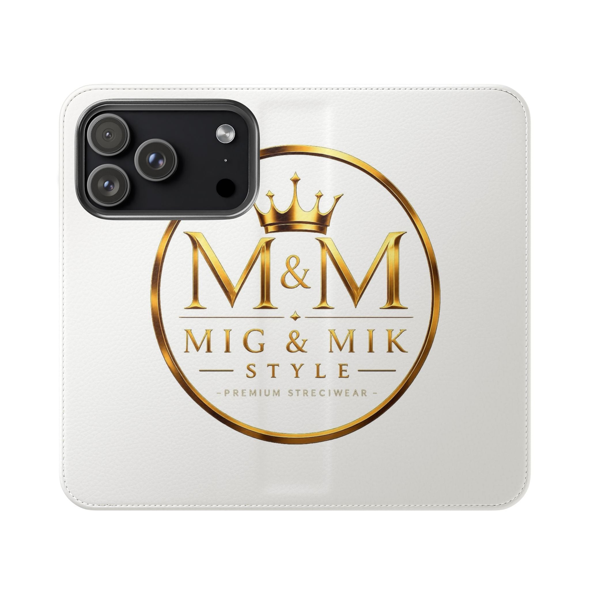 M&M Gold Crest Flip Phone Case — Luxury Wallet Flip Case with Card Slots