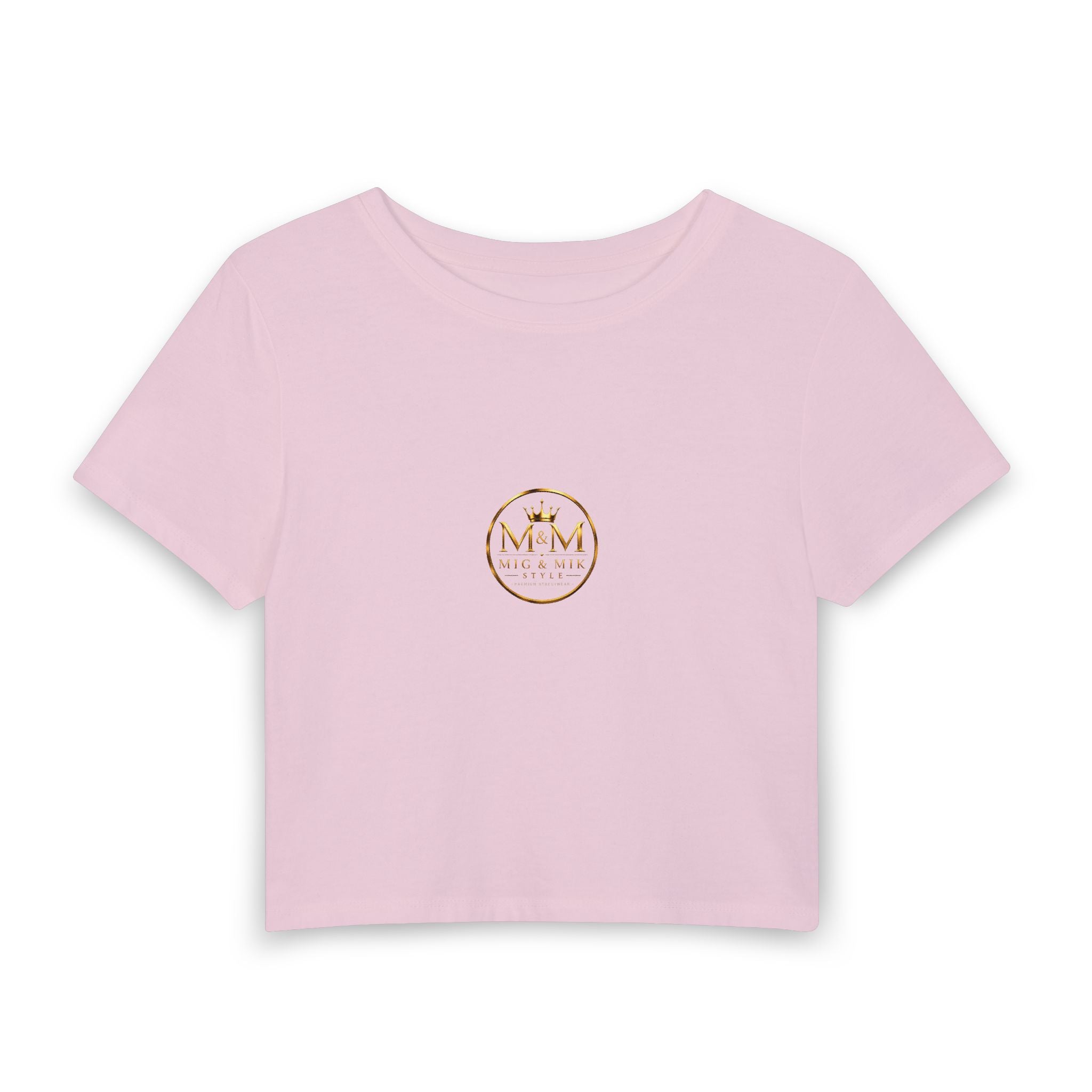 Women's Baby Tee — Gold Monogram 'M&M' Logo Crop Top