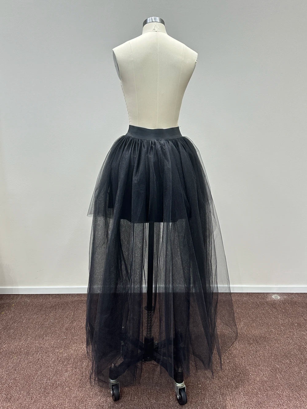 Women's High Low Tulle Skirt Black Swallowtail Gauze High Waist   Tutu Long Party Petticoat Casual Style Punk Goth Carnival