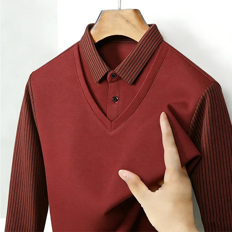 Men's Fake Two-Piece Striped Long Sleeve Top — MIG & MIK STYLE™