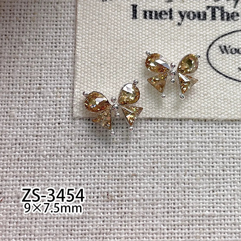 5pcs Crystal Heart-shaped Butterfly Nail Art Charms 3D Diamond Jewelry Parts DIY Manicure Decoation Rhinestones Gems
