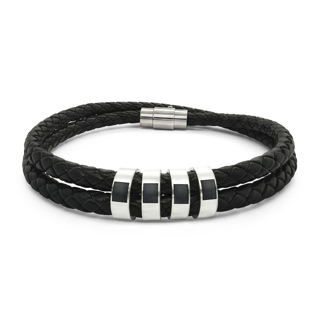 Leather Bracelet with Beads (Engraving)