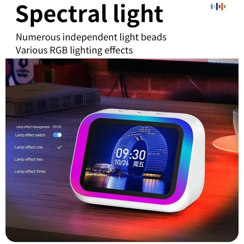 AI Bluetooth Speaker 5.4 AI voice assistant HD Touch Screen Display Electronic Album Alarm Clock Hands-free Calling 4inch Screen