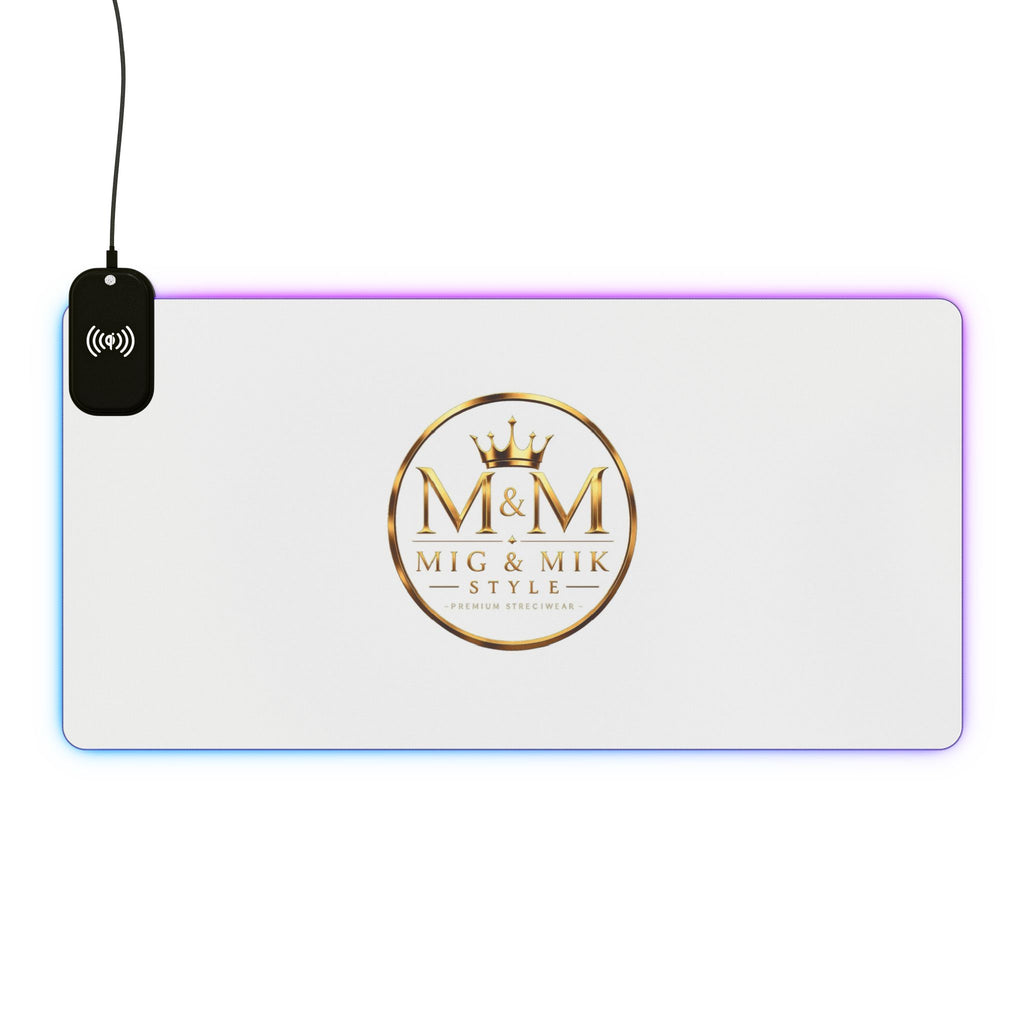 LED Wireless Charging Gaming Mouse Pad — Mig & Mik Gold Logo