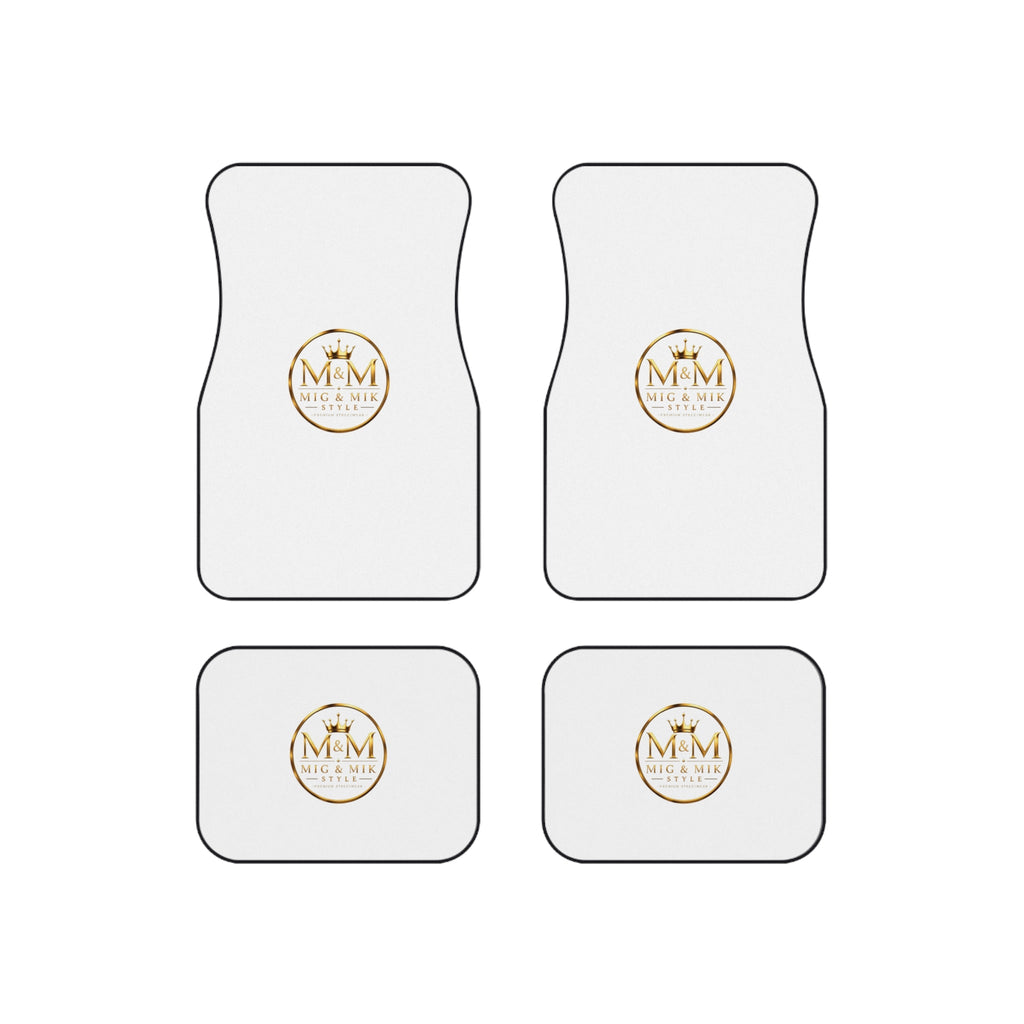 MIG & MIK STYLE Car Floor Mats – White Gold Logo (Set of 4)