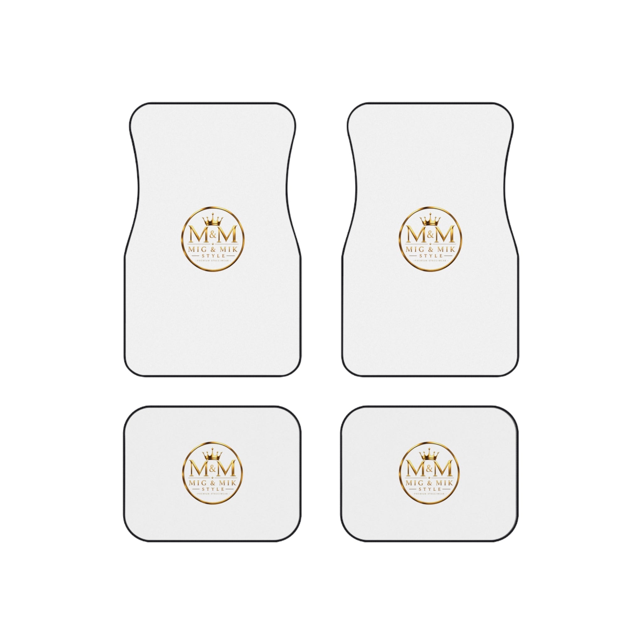 MIG & MIK STYLE Car Floor Mats – White Gold Logo (Set of 4)
