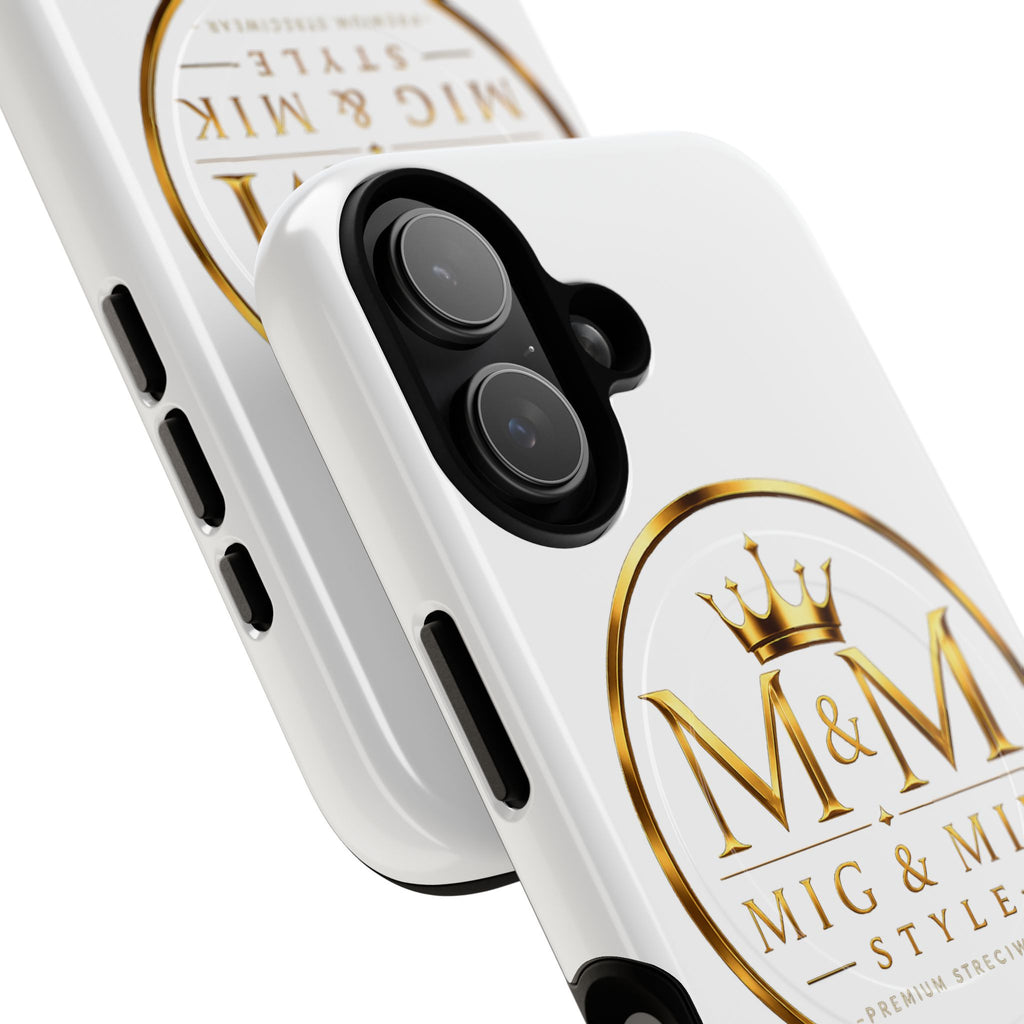 MIG & MIK STYLE Luxury Gold Logo Phone Case – White Signature Edition