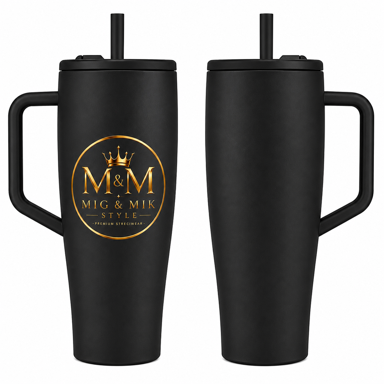 MIG & MIK STYLE 40oz Tumbler with Handle – White