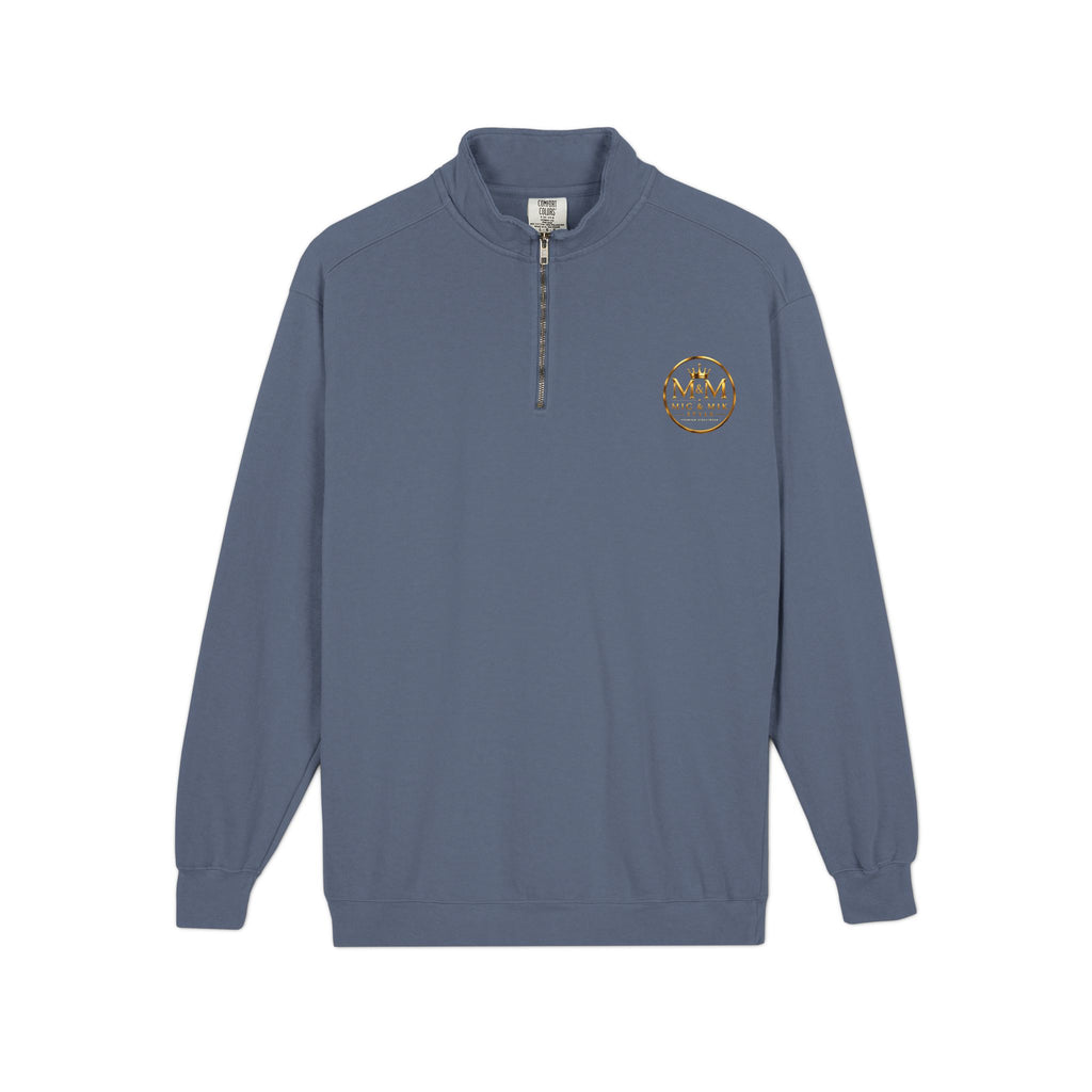 Quarter-Zip Sweatshirt — Gold Crown Logo Crewneck (Emblem Front & Back)