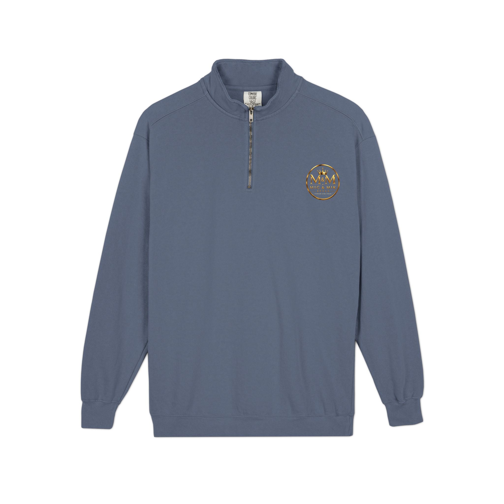 Quarter-Zip Sweatshirt — Gold Crown Logo Crewneck (Emblem Front & Back)