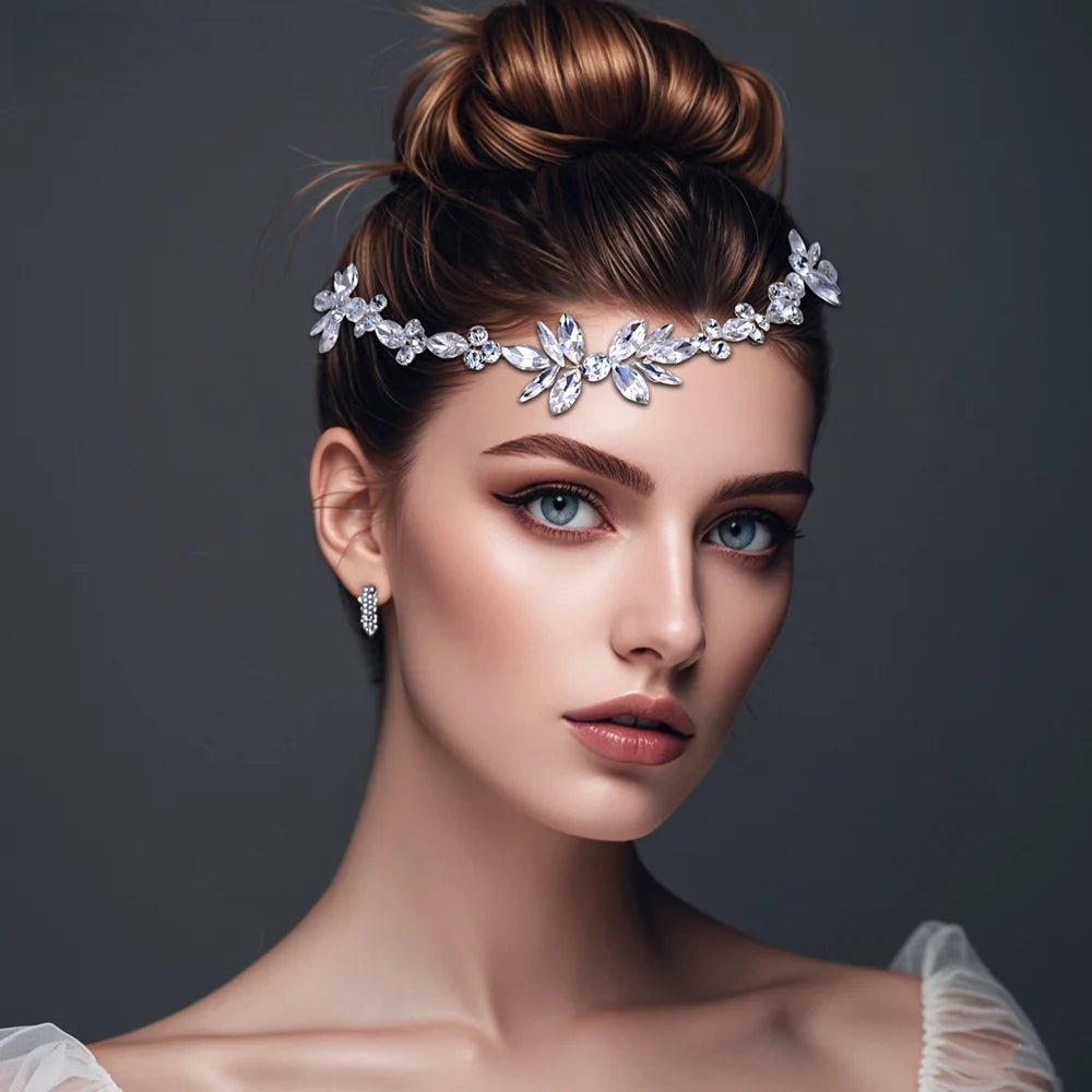 Handmade Fashion Crystal Flower Hair Comb Clip Rhinestone Leaf Hairpin Bridal Wedding Hair Accessories Jewelry Hair Comb Clip