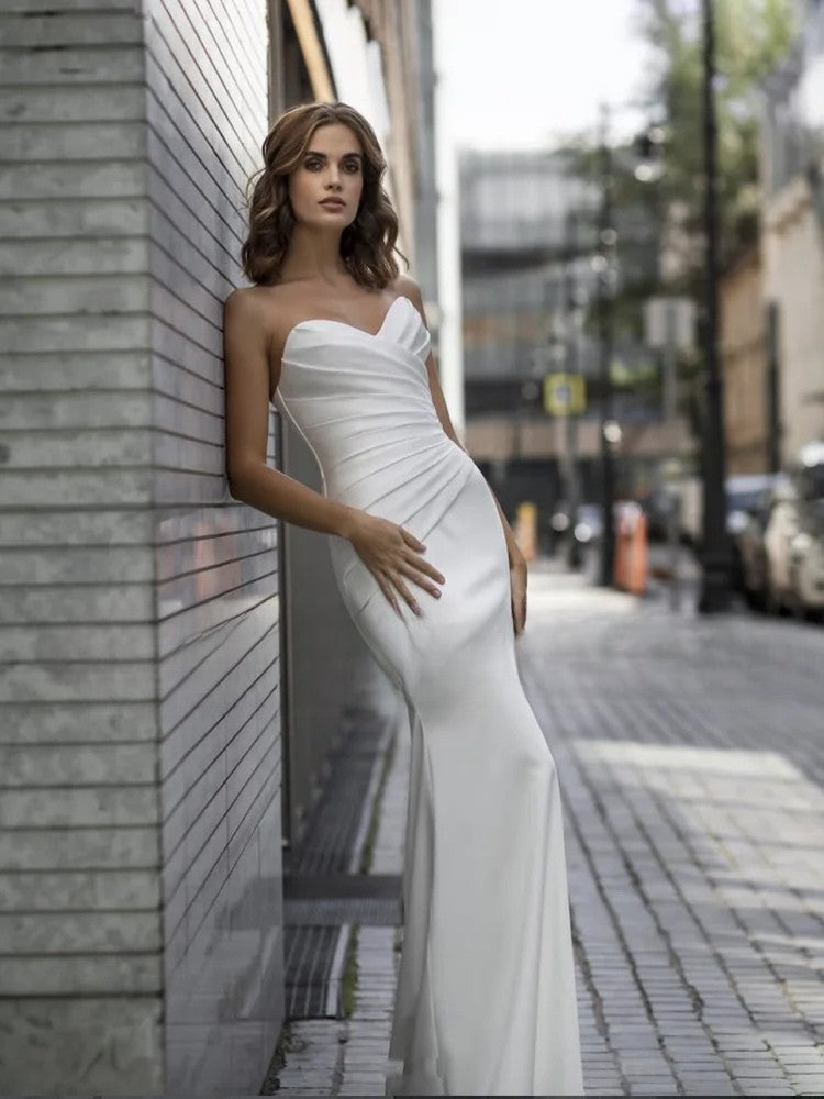 MIG & MIK STYLE™ Minimalist Satin Mermaid Wedding Gown