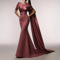 Customized Mermaid Evening Dresses Floor-length Off The Shoulder Sleeveless Prom Gown Simple Fashion Stole Draped Party Gown