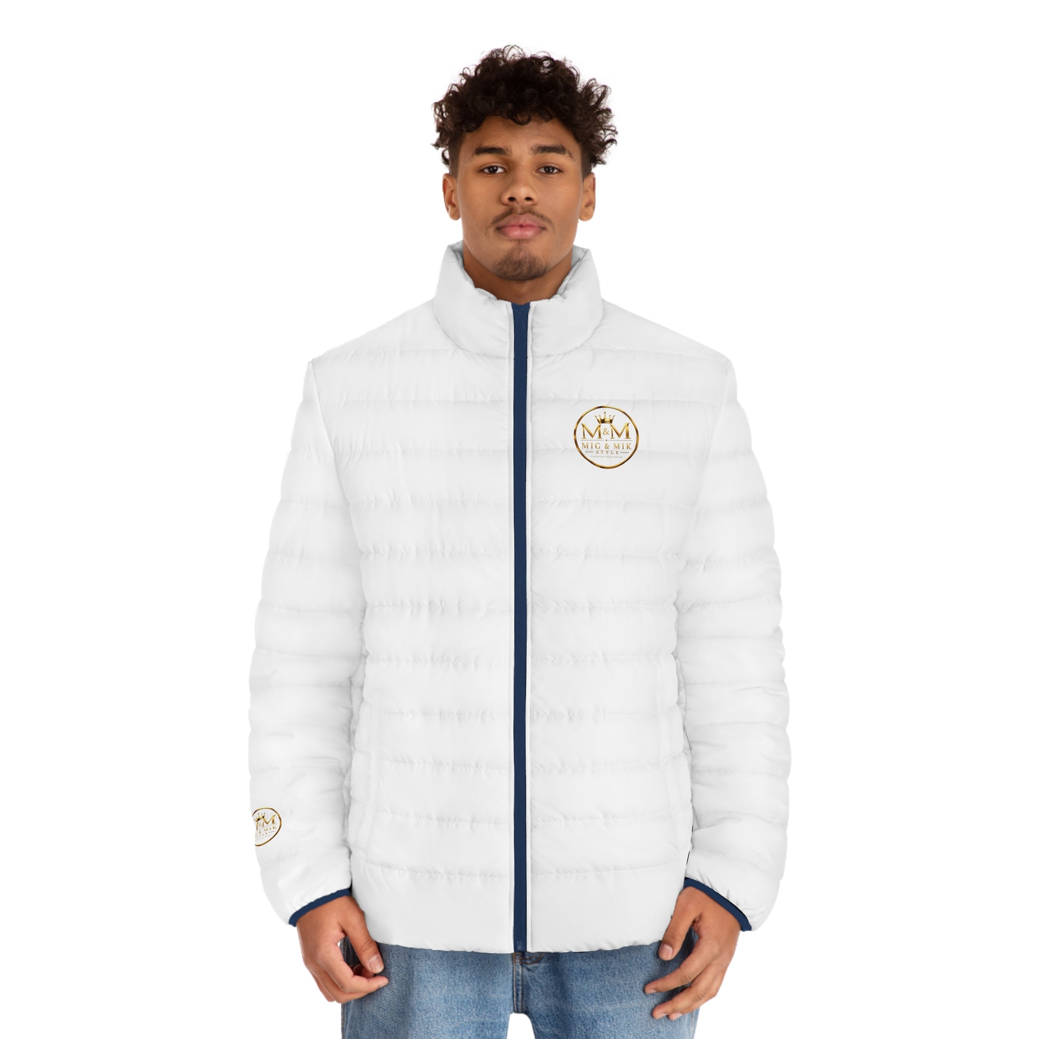 Men's Logo Puffer Jacket — M&M Nice & Mike Branded Quilted Coat