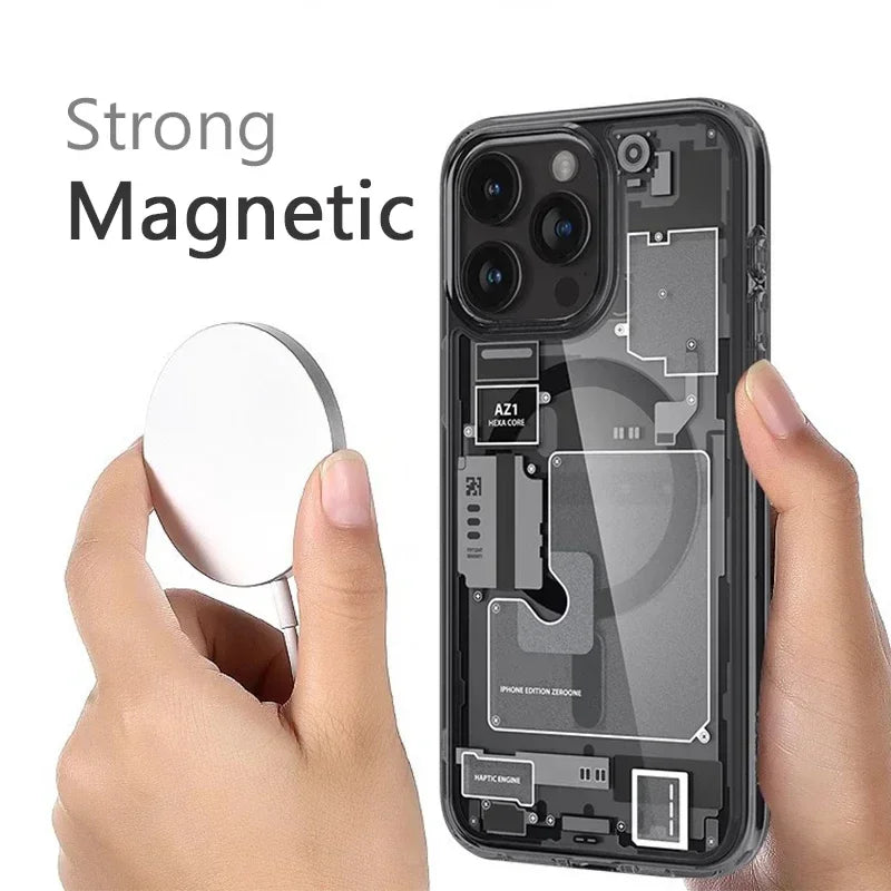 New Technology Magnetic Case for iPhone 17 Pro Max 16 15 14 13 12 Cover 17Pro Clear Shockproof for MagSafe Phone Cases Coque