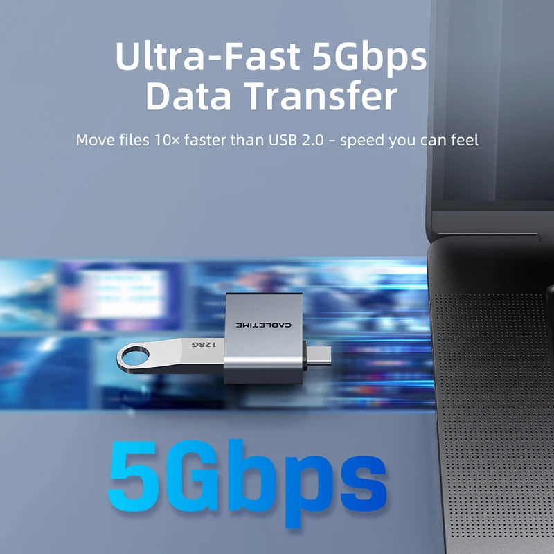 CABLETIME 3 IN 1 Card Reader USB 4.0 5Gbps USB A & USB C 312MB/s Aluminum Alloy SD/TF Cards Portable for iPhone iPad
