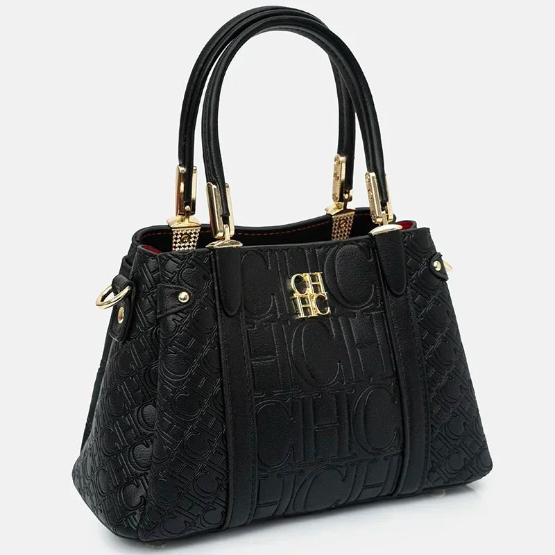 MIG & MIK STYLE™ Monogram Embossed PU Leather Tote Bag