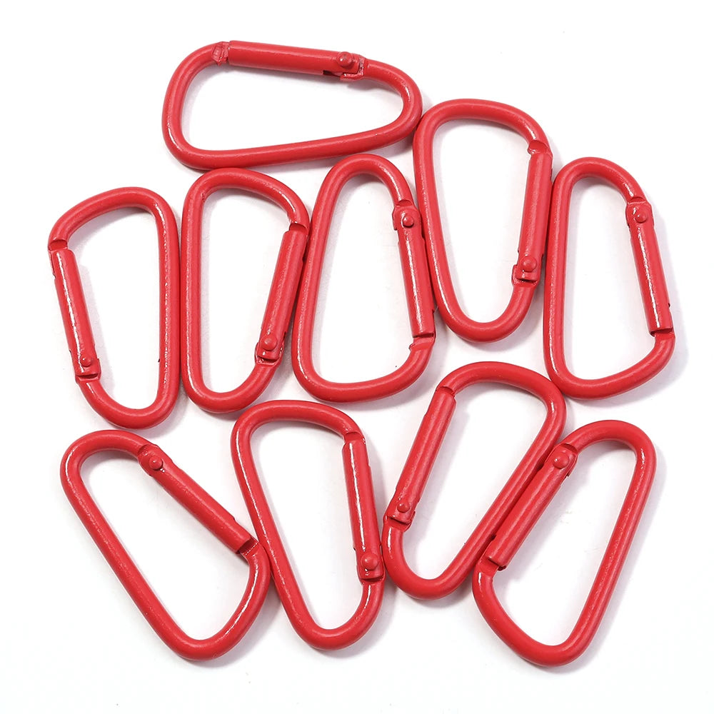 10pcs Colorful Carabiner Clip Alloy Keychain Clasps Hook 45X24mm D-ring Spring Snap Buckle For DIY Jewelry Making Accessories