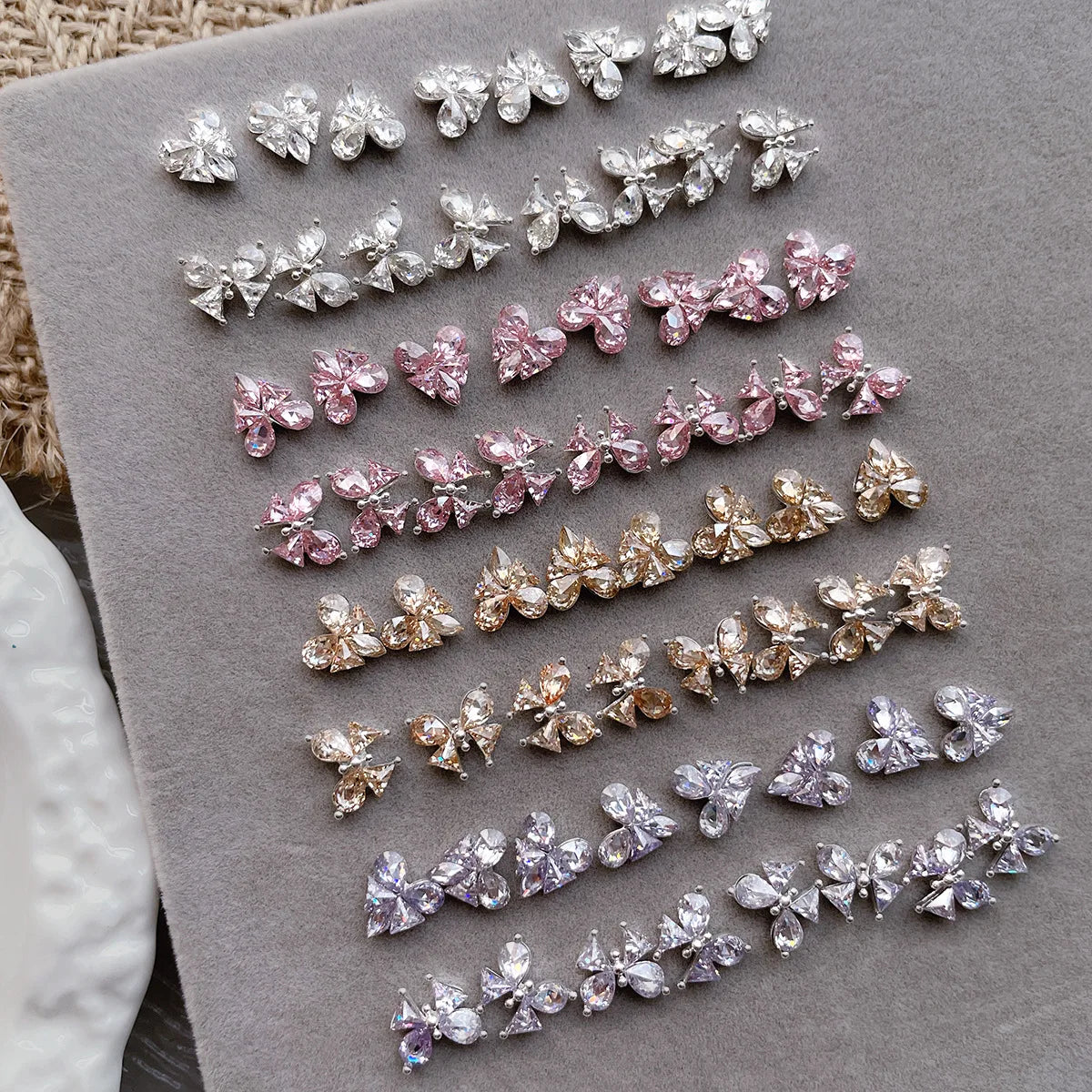 5pcs Crystal Heart-shaped Butterfly Nail Art Charms 3D Diamond Jewelry Parts DIY Manicure Decoation Rhinestones Gems
