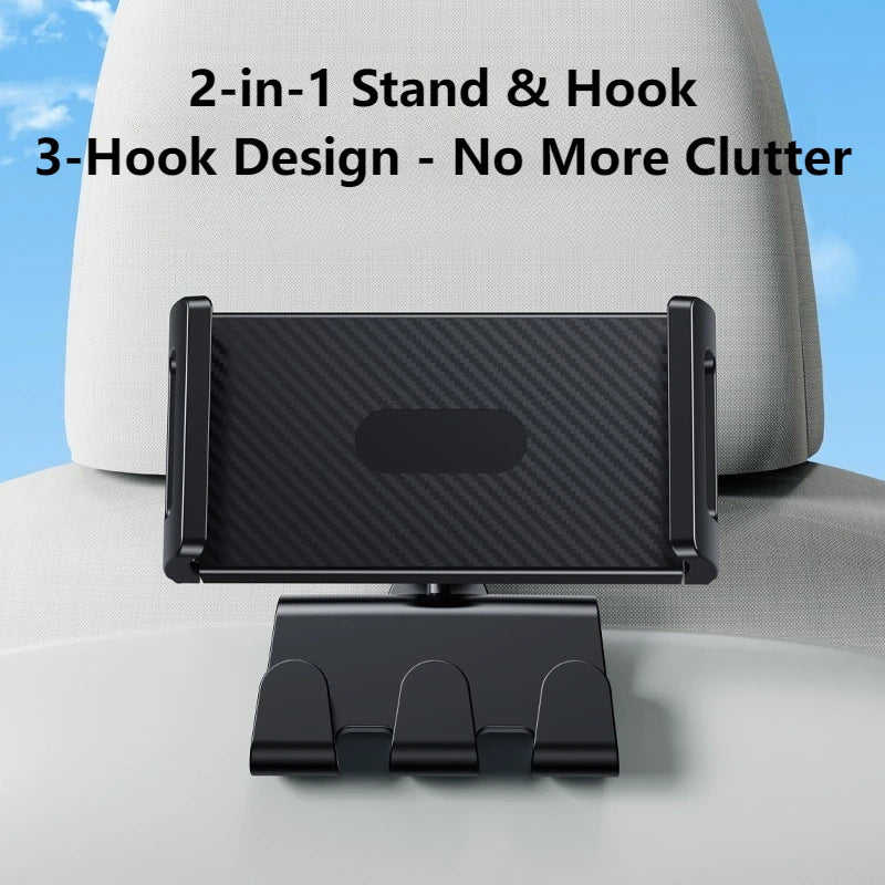Oatsbasf Car Seat Back Tablet Holder with Hooks for Tesla Model 3/Y/3 Highland Car Phone Bracket for 4.7-13" iPhone Samsung iPad