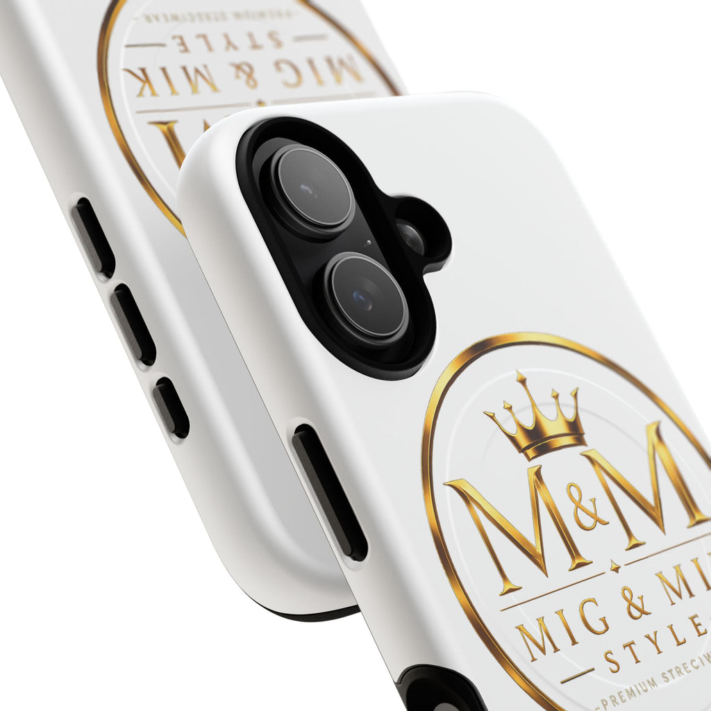 MIG & MIK STYLE Luxury Gold Logo Phone Case – White Signature Edition
