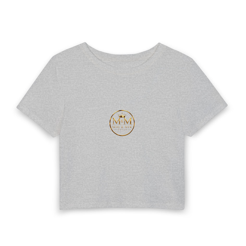 Women's Baby Tee — Gold Monogram 'M&M' Logo Crop Top