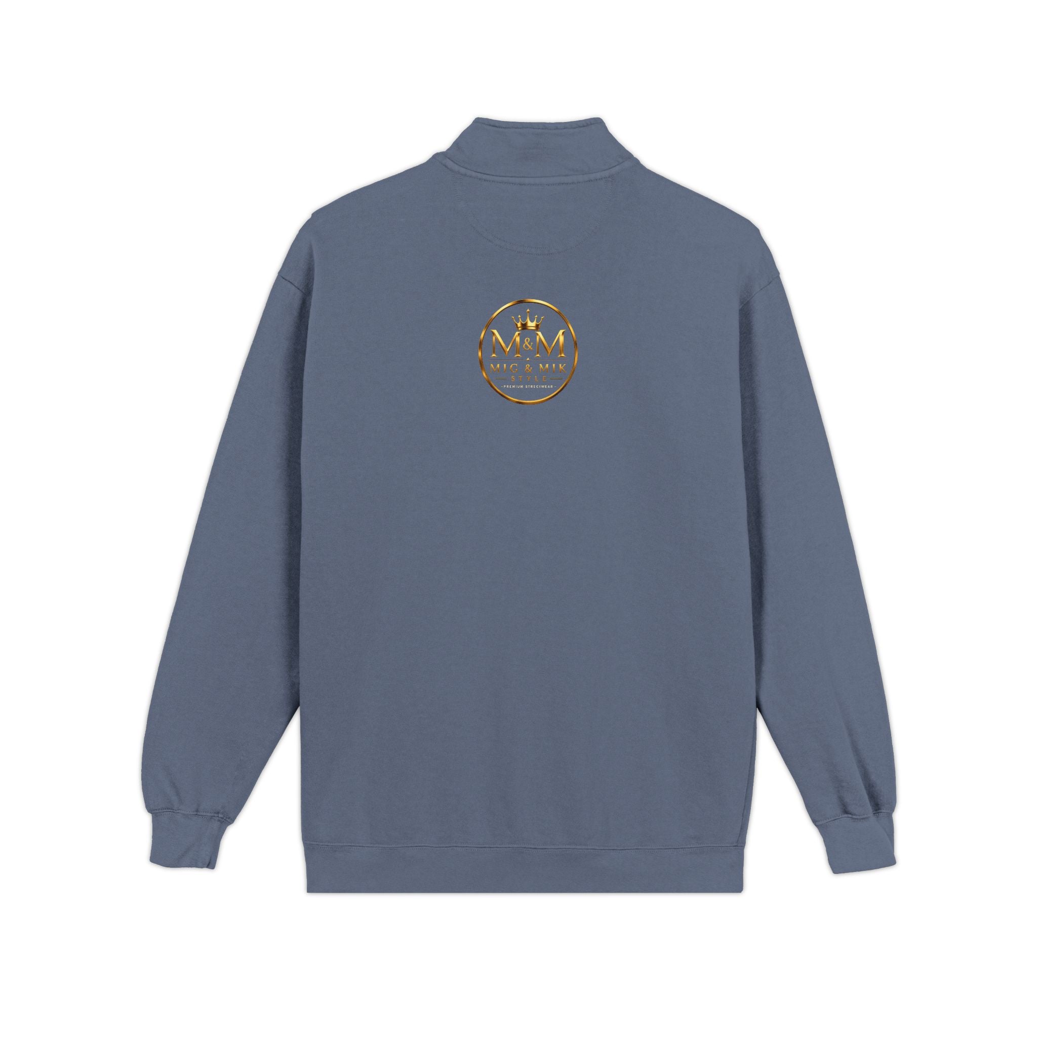 Quarter-Zip Sweatshirt — Gold Crown Logo Crewneck (Emblem Front & Back)