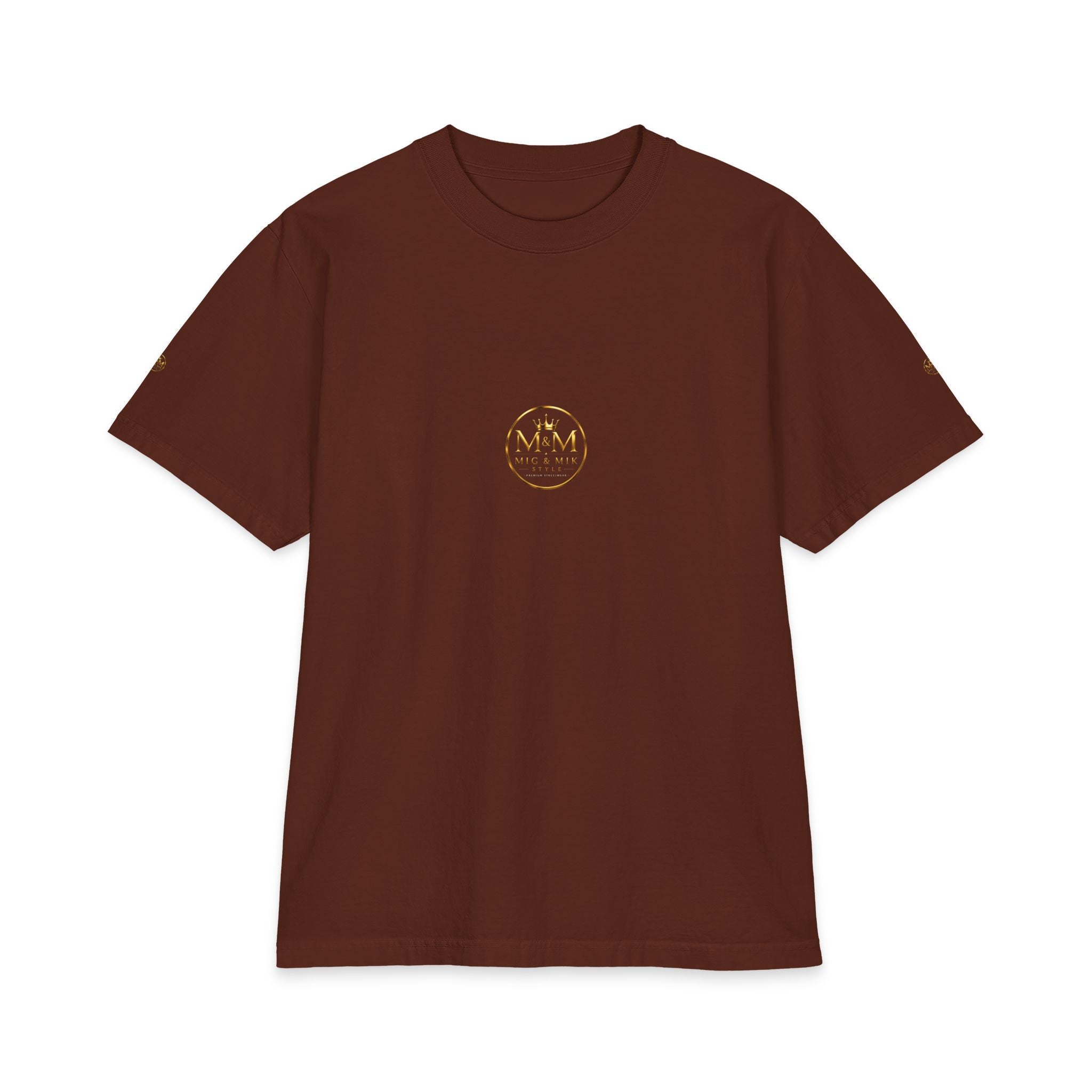 M&M Club Vintage Logo T‑Shirt — Minimal Gold Crest Cotton Tee