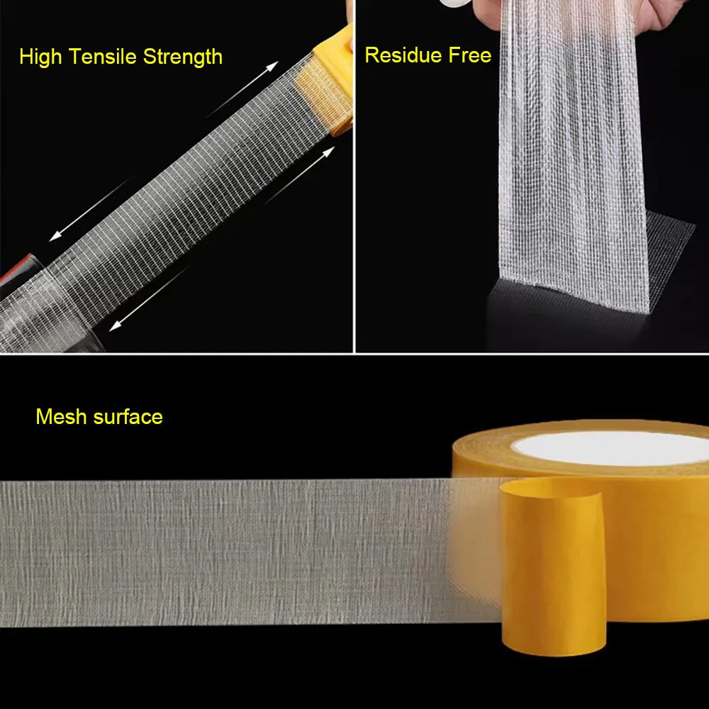 Super Thin Strong Fixation Double-Sided Adhesive Tape, Heavy Duty Translucent Mesh, Waterproof, Traceless, Powerful Grid 2030