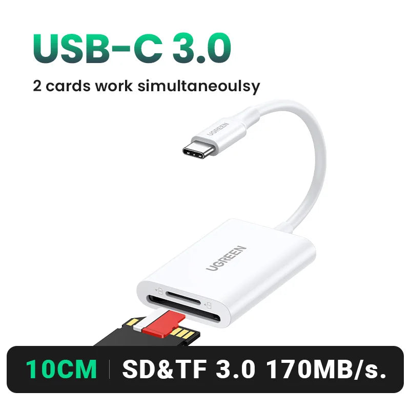 UGREEN Card Reader SD4.0 312MB/s USB-C to SD MicroSD TF Memory Card Adapter for Laptop PC OTG Phone iPhone MacBook Windows macOS