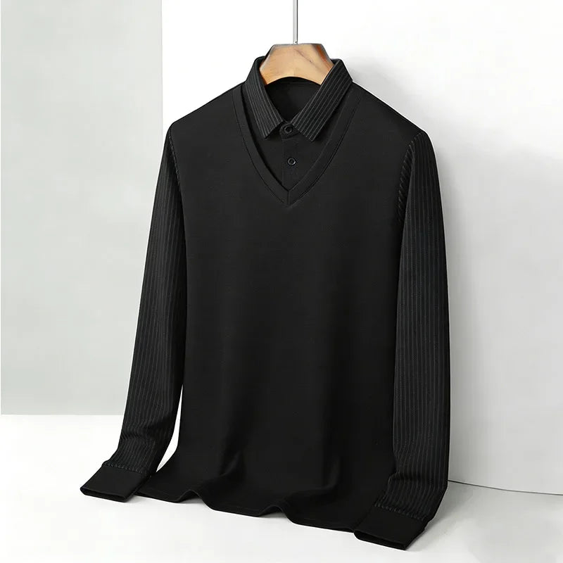 Men's Fake Two-Piece Striped Long Sleeve Top — MIG & MIK STYLE™
