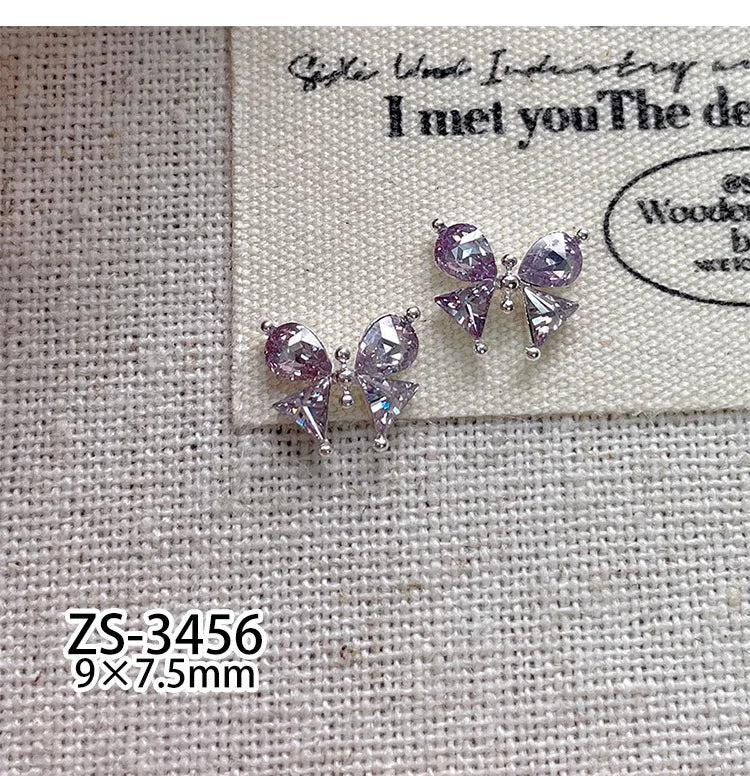5pcs Crystal Heart-shaped Butterfly Nail Art Charms 3D Diamond Jewelry Parts DIY Manicure Decoation Rhinestones Gems