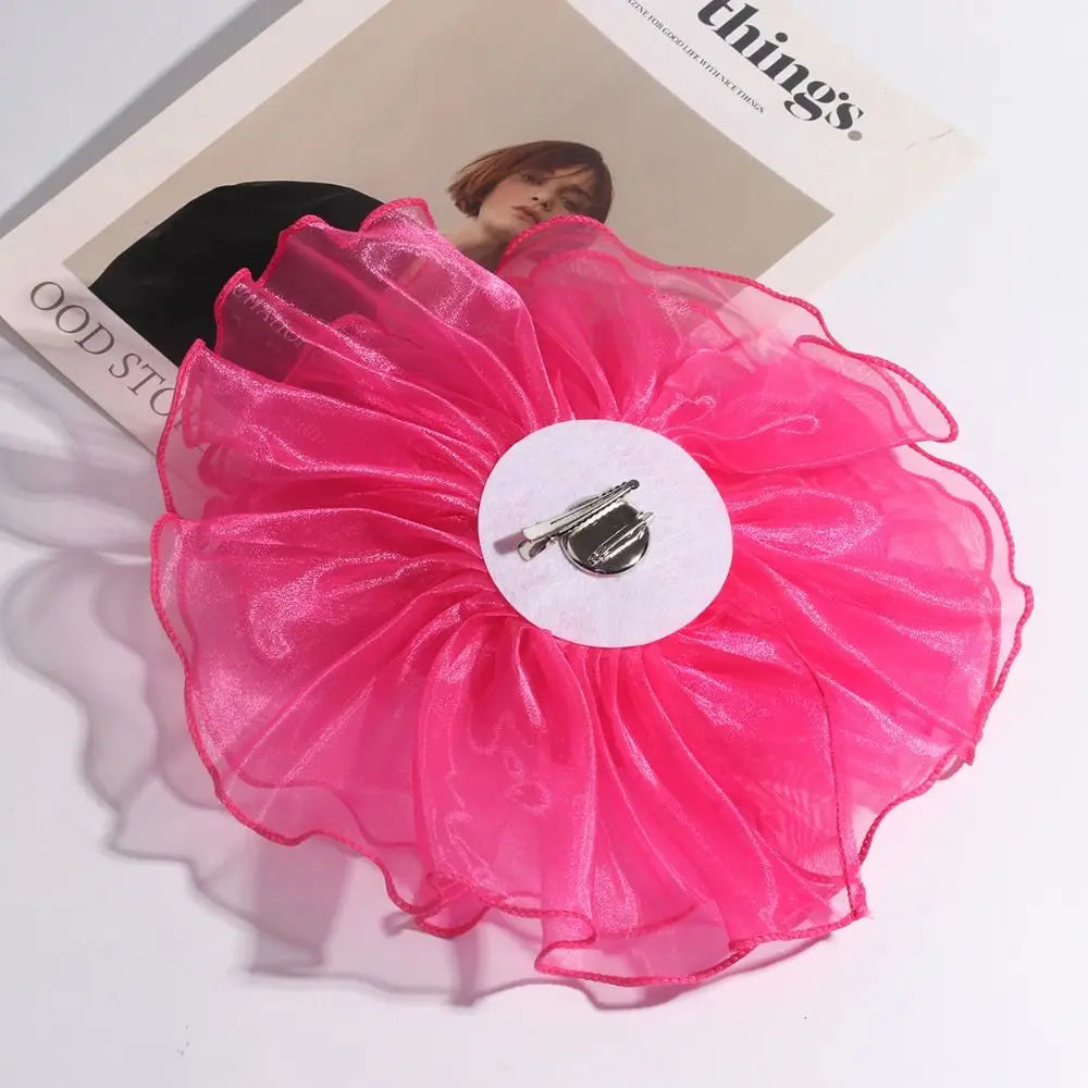 Photography 3D Large Fabric Flower Brooch Exaggerated Lace Clothing Patch Handmade Pin Clothes Appliques Stage Performance