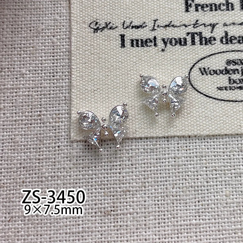 5pcs Crystal Heart-shaped Butterfly Nail Art Charms 3D Diamond Jewelry Parts DIY Manicure Decoation Rhinestones Gems