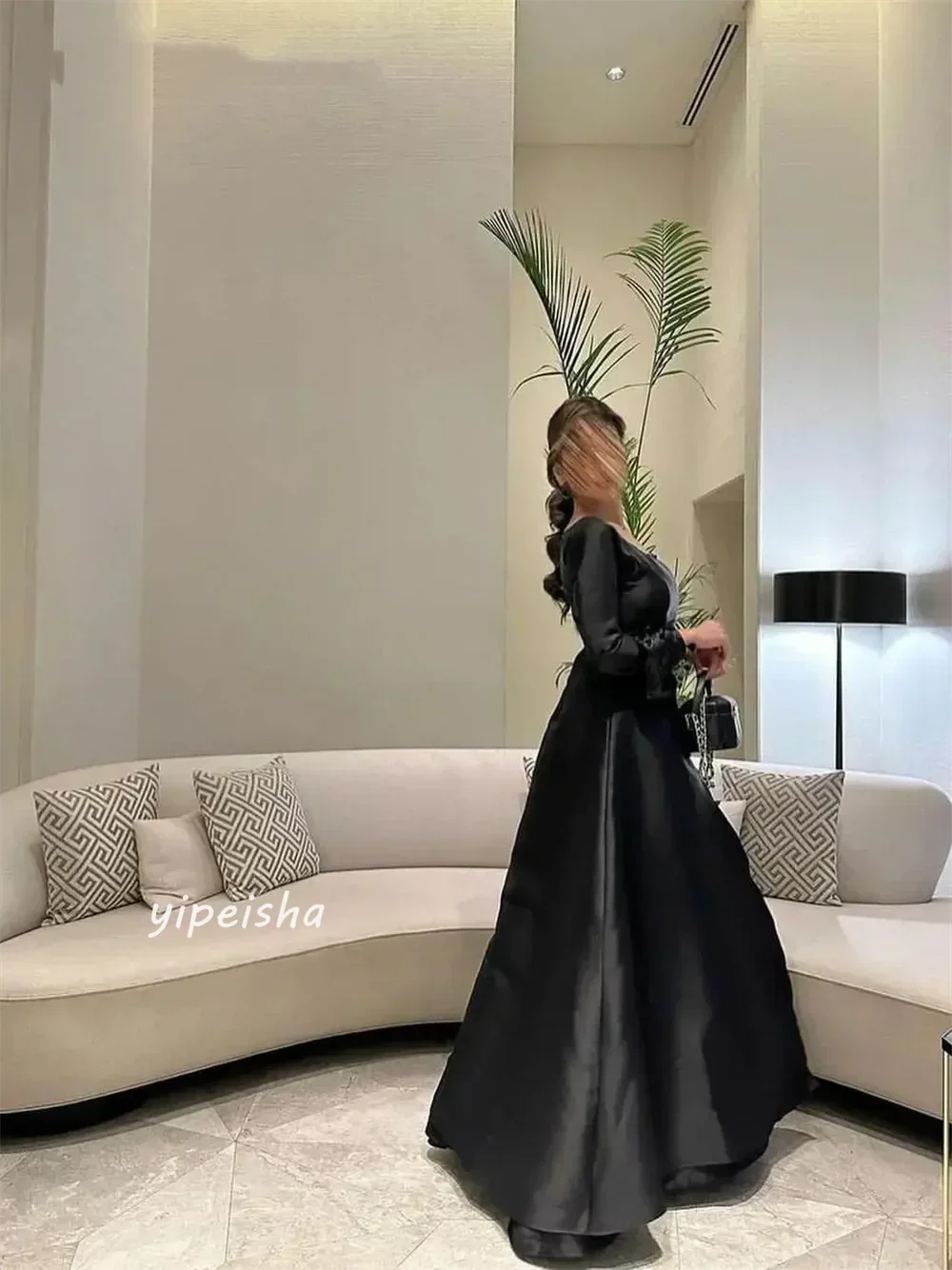 Customized  Ruched Evening A-line O-Neck Bespoke Ball Occasion Gown Midi Dresses Saudi Arabia Classic Modern Style Simple Sexy F