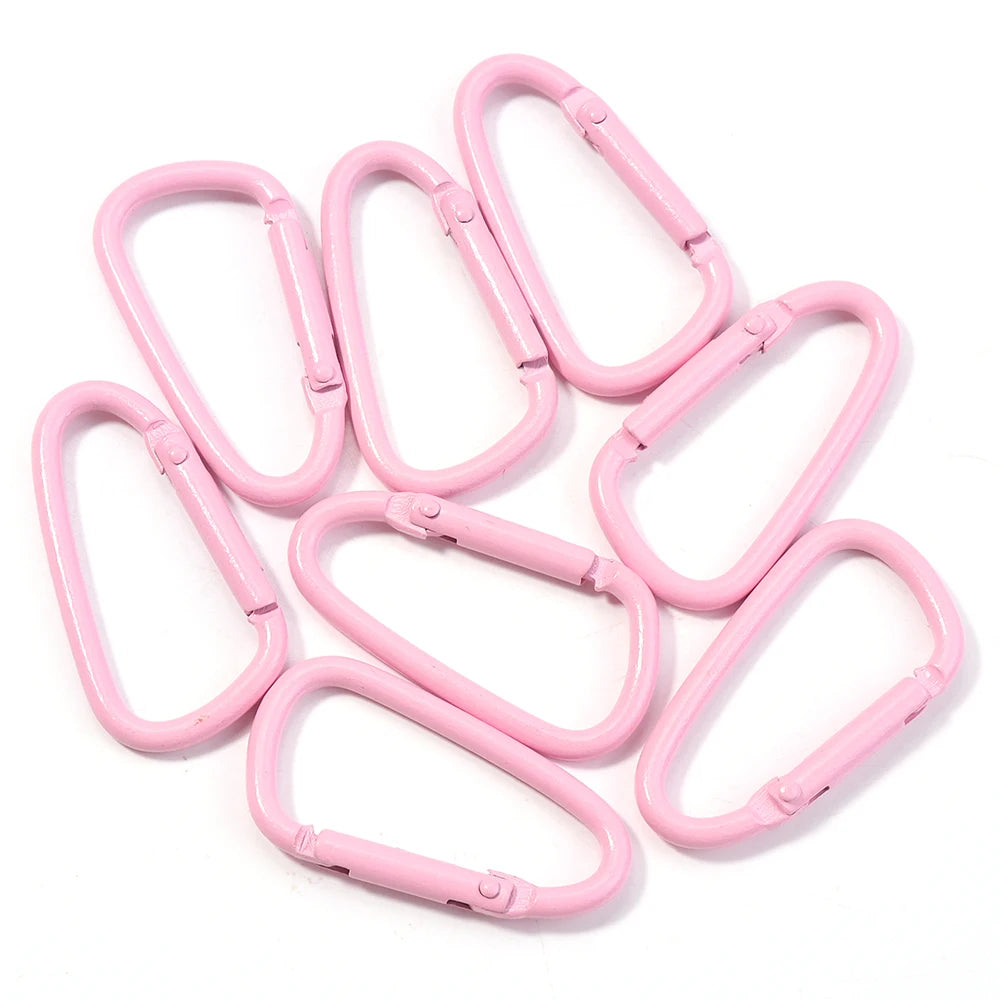 10pcs Colorful Carabiner Clip Alloy Keychain Clasps Hook 45X24mm D-ring Spring Snap Buckle For DIY Jewelry Making Accessories