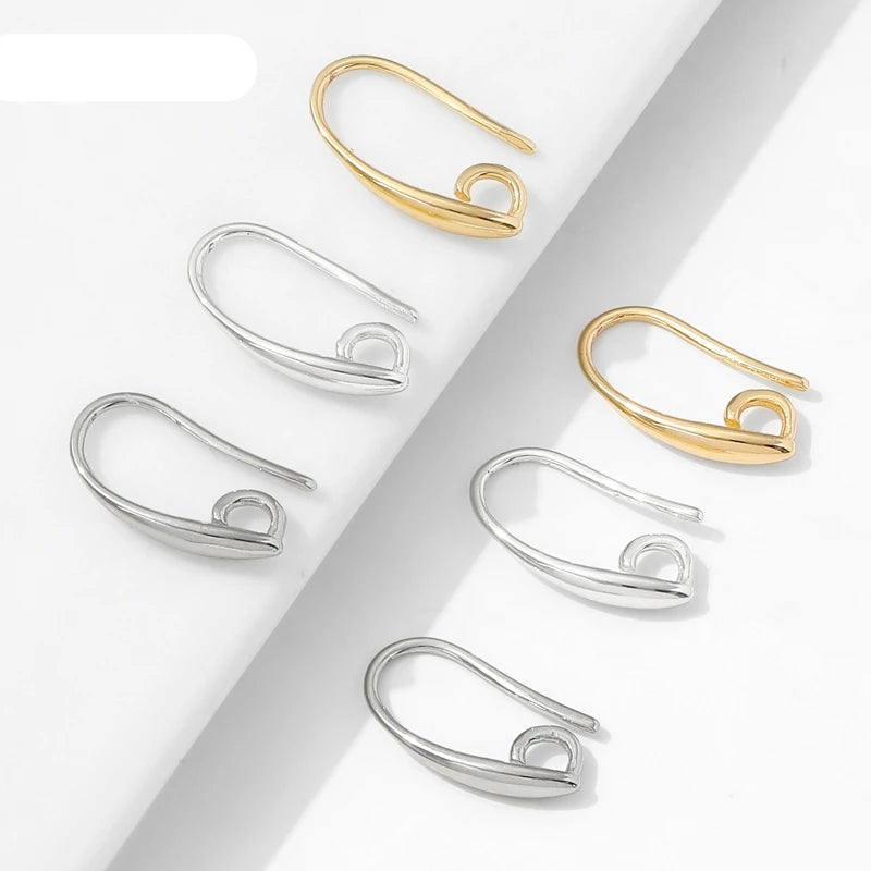 14K Gold Plated Brass Smooth Earring Hook Ear Wire For Earring Making Supplies,DIY Jewelry Making Findings Accessories