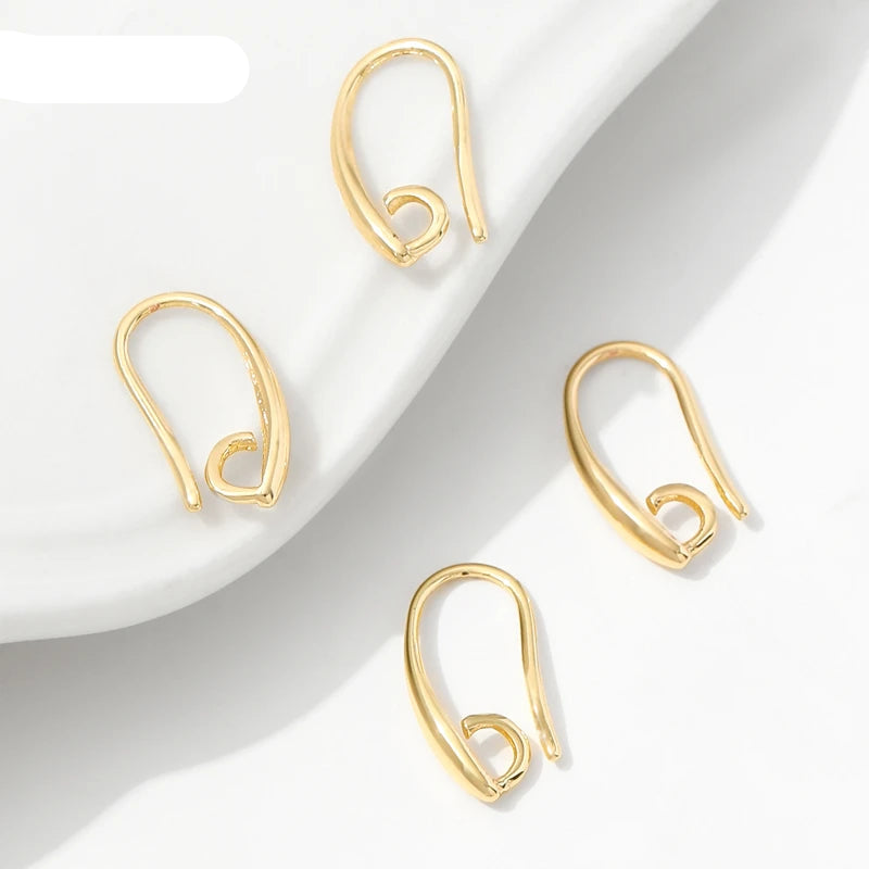 14K Gold Plated Brass Smooth Earring Hook Ear Wire For Earring Making Supplies,DIY Jewelry Making Findings Accessories