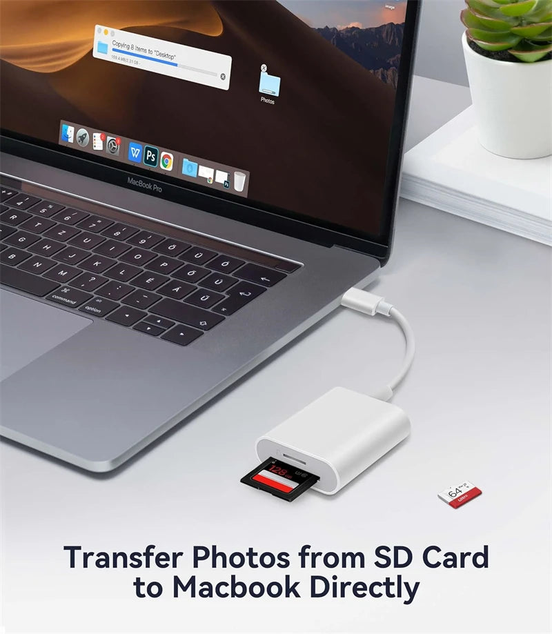 2 in 1 USB C & Lighting To SD TF Card Reader Adapter for IPhone 15 14 13 12 16 Pro Max IPad Otg Micro SD Memory Card Connector