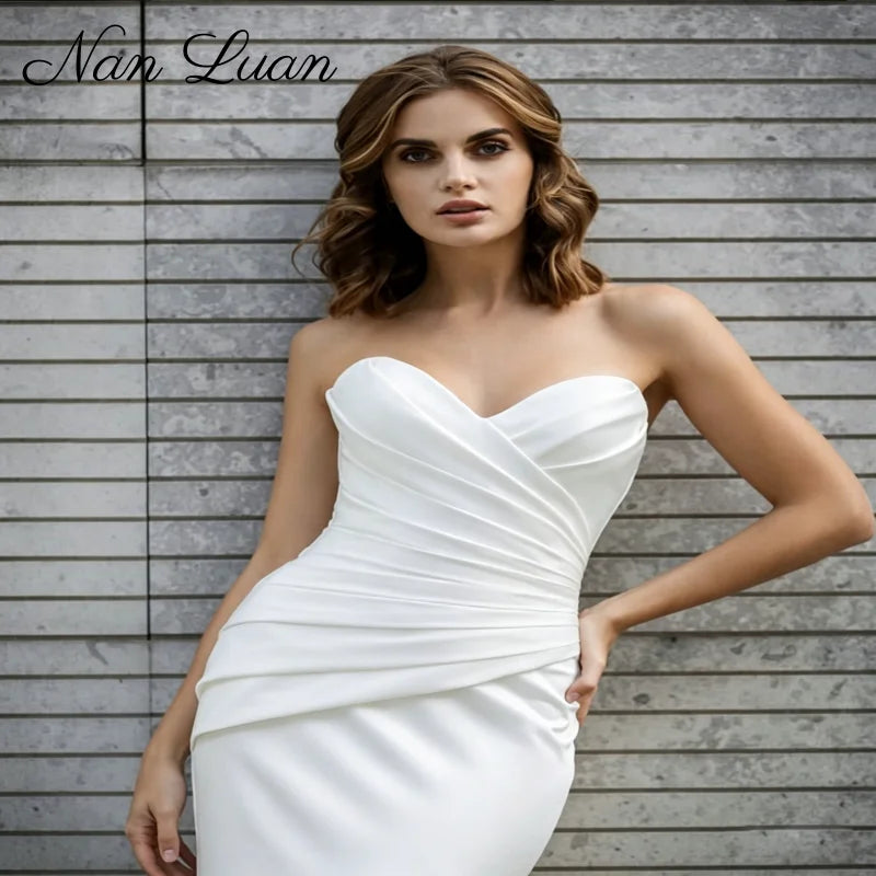 2026 Minimalist Satin Strapless Wedding Dress Sweetheart Mermaid Bridal Gown Vestidos de Novia Customized