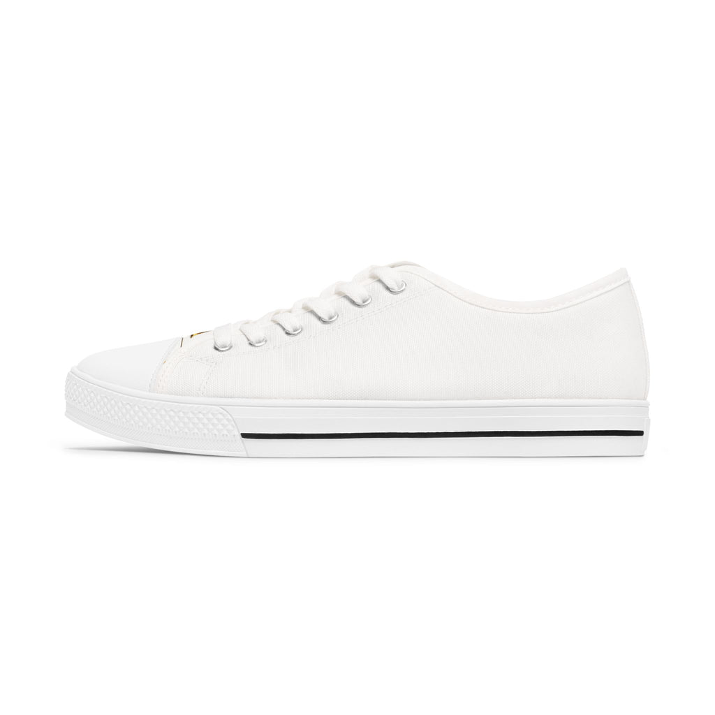 Low Top Sneakers — Elegant Gold Monogram "M&M" Canvas Shoes for Women