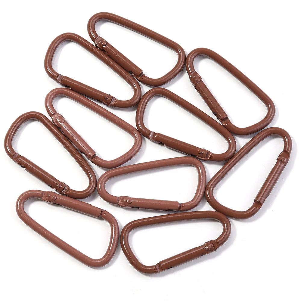 10pcs Colorful Carabiner Clip Alloy Keychain Clasps Hook 45X24mm D-ring Spring Snap Buckle For DIY Jewelry Making Accessories