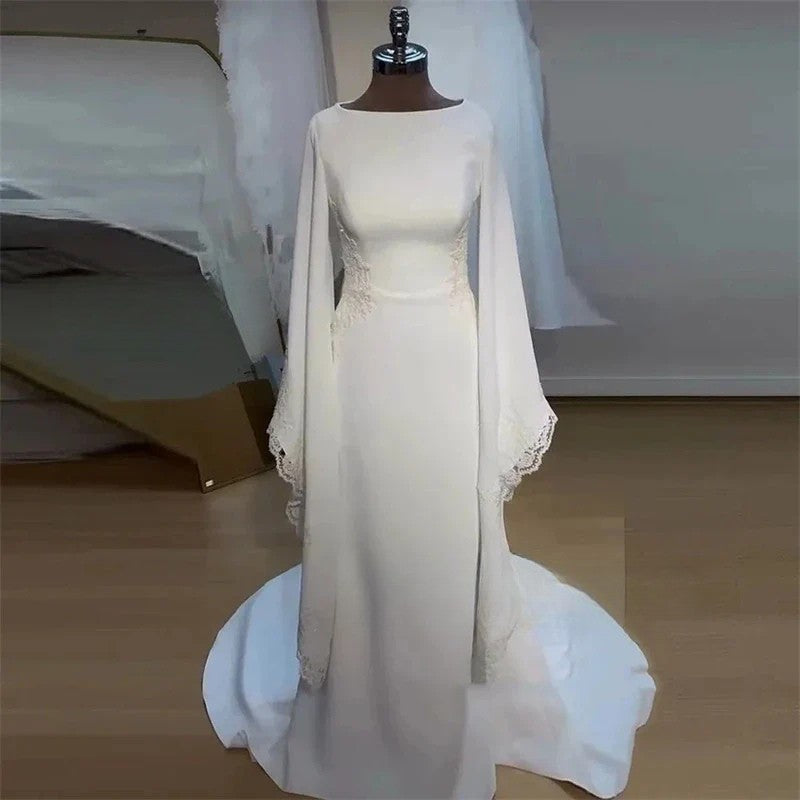 MIG & MIK STYLE™ Modest Long Sleeve Boho Wedding Dress