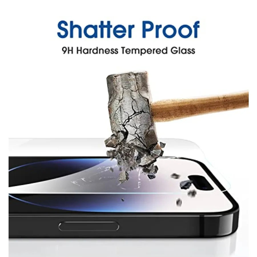Uto-Lignmnt Ontouh or Iphon 14 Pro Mx [6.7''] Screen Protector, Tempered Glass, 30 Seconds Installation, Ul R, S Rinly, Anti-Scratch 2 Pk