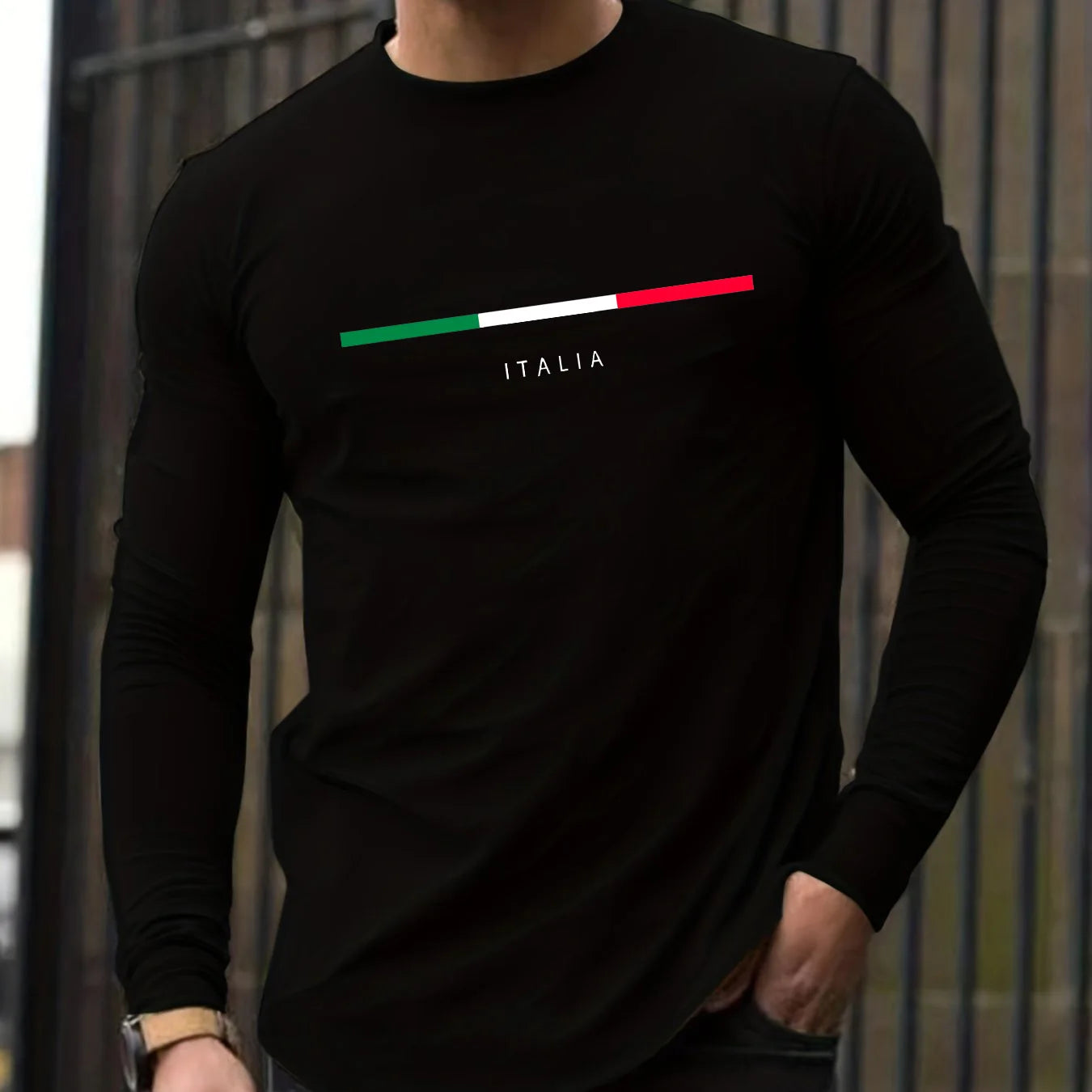 Men's Italia Print Cotton Long Sleeve Tee — MIG & MIK STYLE™