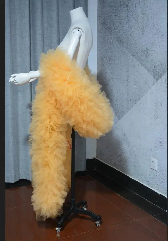 Fashion Stage ball party Club nightclub bridal Tulle Boa Ruffle shawl wrap wedding accessories cape Drag Queen