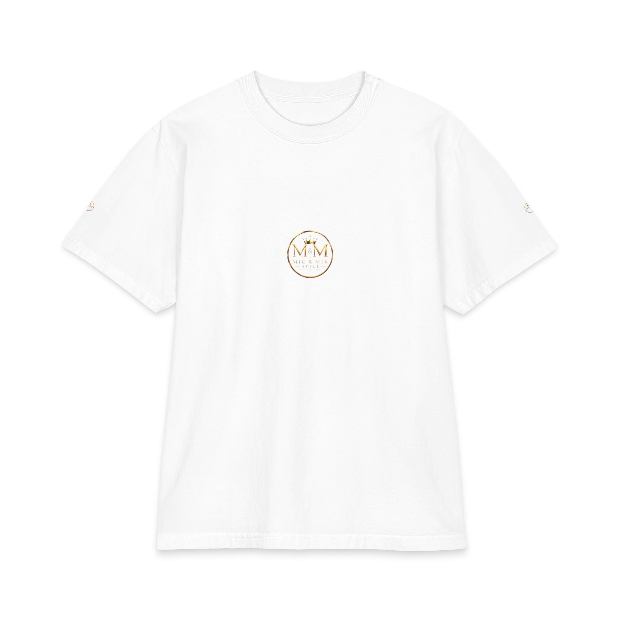 M&M Club Vintage Logo T‑Shirt — Minimal Gold Crest Cotton Tee