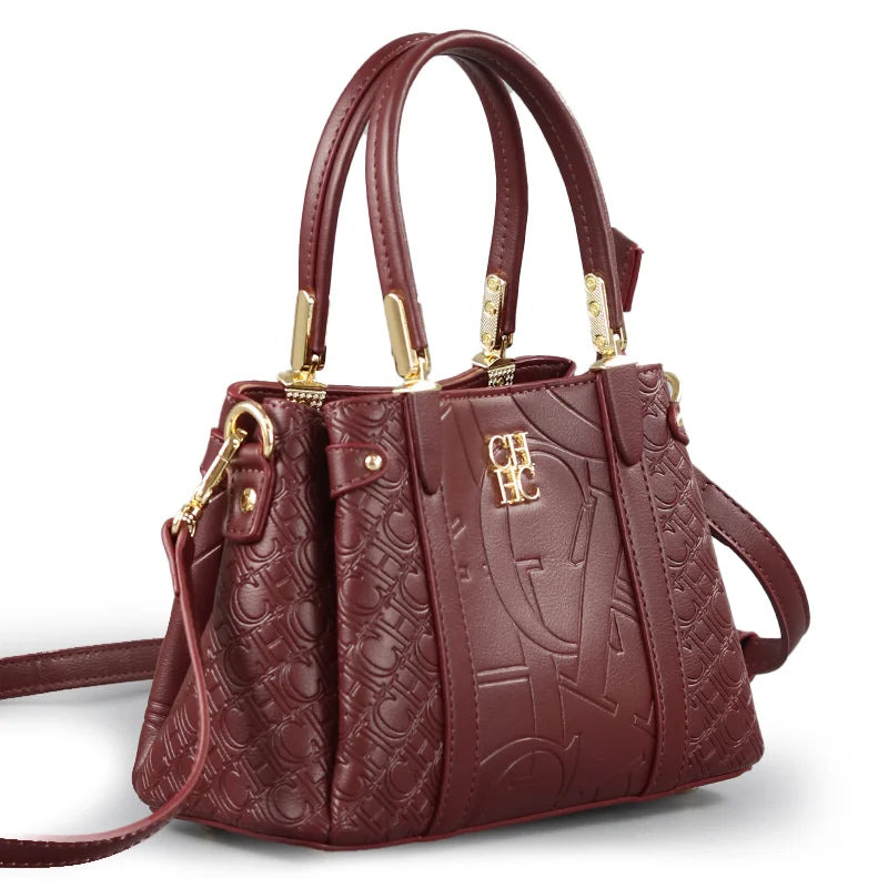 MIG & MIK STYLE™ Monogram Embossed PU Leather Tote Bag